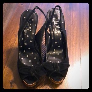 Cute sling back suede heels